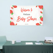 Waterverf aardbei meisje Baby shower Spandoek (Beurs)