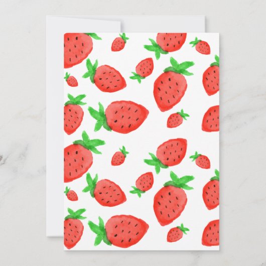 waterverf Aardbei Meisje Baby shower Sweet Berry Kaart (Achterkant)