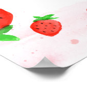 Waterverf aardbei meisje Baby shower welkom Poster (Hoek)
