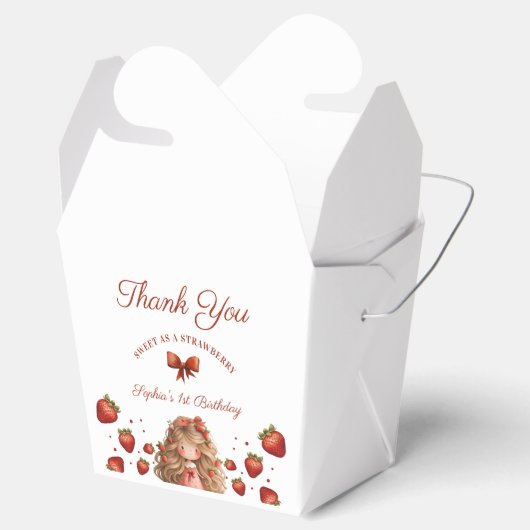 Waterverf Aardbei Meisje Happy Birthday Party Bedankdoosjes (Geopend)