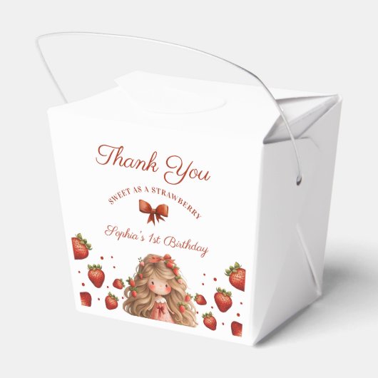 Waterverf Aardbei Meisje Happy Birthday Party Bedankdoosjes (Achterkant)