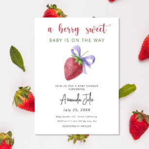 Waterverf Aardbei met een boog Baby shower Kaart