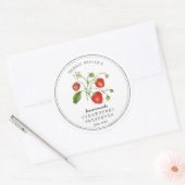 Waterverf Aardbei op witte jam pot  Ronde Sticker (Envelop)