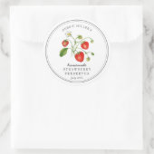 Waterverf Aardbei op witte jam pot  Ronde Sticker (Tas)