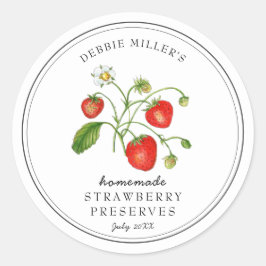 Waterverf aardbei op witte jam ronde sticker