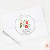 Waterverf aardbei op witte jam ronde sticker (Envelop)