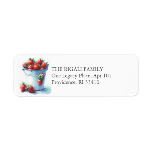 Waterverf Aardbei retour adreslabels Etiket (Voorkant)