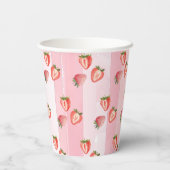 Waterverf Aardbei roze strepen Papieren Bekers (Achterkant)
