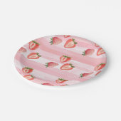 Waterverf Aardbei roze strepen Papieren Bordje (Gekanteld)