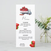 Waterverf aardbei rustiek baby shower menu (Staand voorkant)