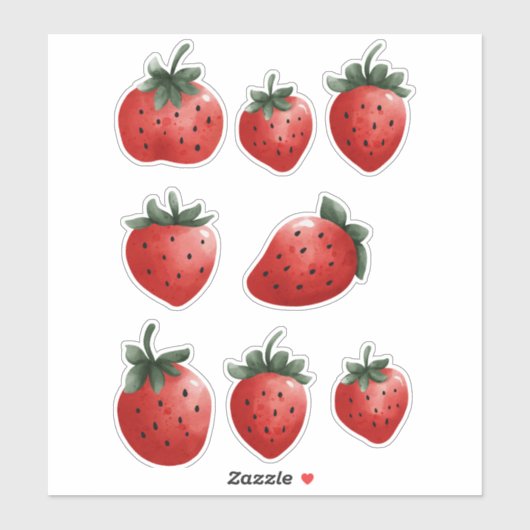 Waterverf Aardbei Sticker Sheet (Vel)