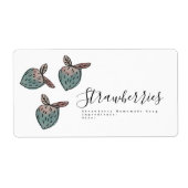 Waterverf aardbei Stoodle Roze Blauwe Zeep Etiket (Voorkant)