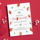 Waterverf aardbei twee lieve verjaardag kaart