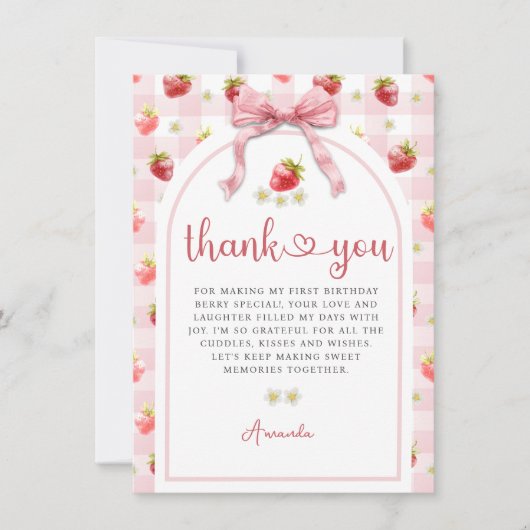Waterverf Aardbei Verjaardag Dank u Bedankkaart (Voorkant)