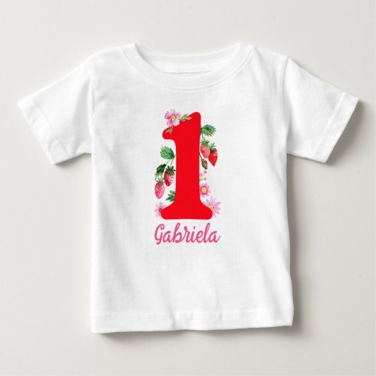 Waterverf Aardbei Verjaardag Meisje Roze en Rood (Voorkant)