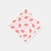 Waterverf Aardbei Verjaardagsfeestje Roze Berry Servet (Hoek)