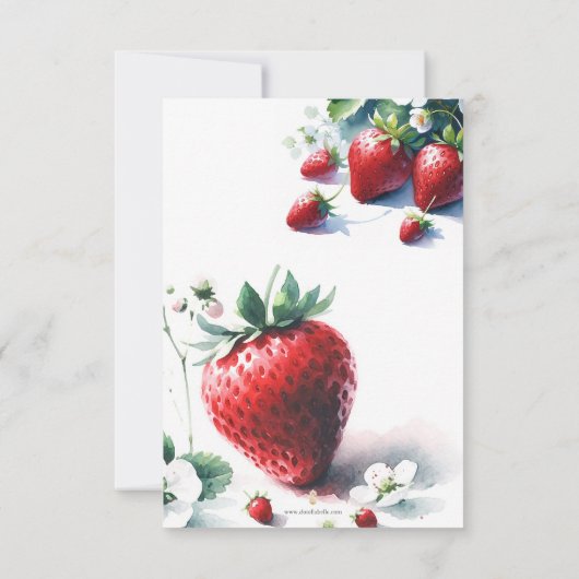 Waterverf Aardbei verjaardagsfeestje uitnodigingen (Achterkant)