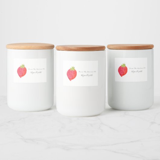 Waterverf aardbei voedselcontainer etiket (Flessen)