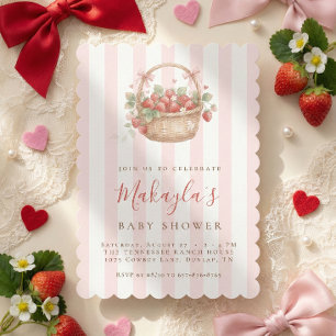 Waterverf Aardbei Zoete Meisje Baby Shower Kaart