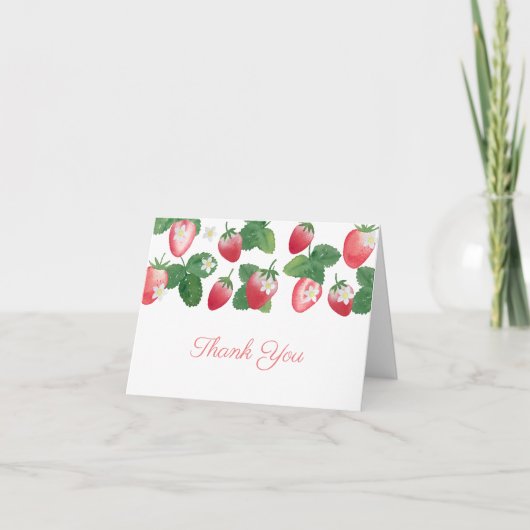 Waterverf Aardbei Zomer Baby shower Bedankkaart (Voorkant)