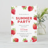 Waterverf Aardbei Zomerfeest Kaart (Staand voorkant)