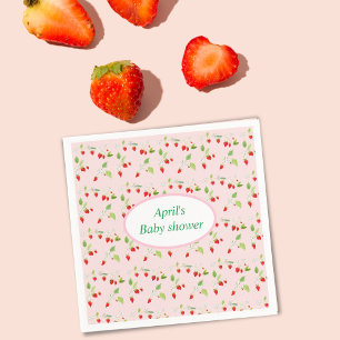 Waterverf Aardbeibloesem Patroon Baby Shower Servet