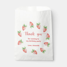 Waterverf aardbeien 1e verjaardag dank u bedankzakje