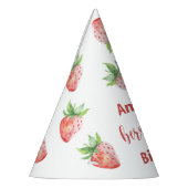 Waterverf aardbeien 1e verjaardagsfeestje feesthoedjes (Links)