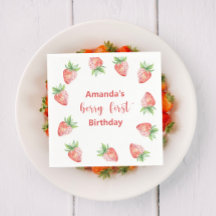 Waterverf aardbeien 1e verjaardagsfeestje