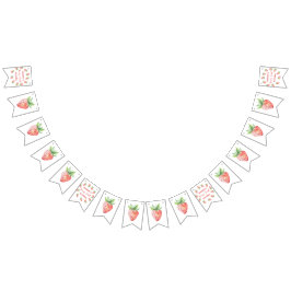 Waterverf aardbeien 1e verjaardagsfeestje vlaggetjes