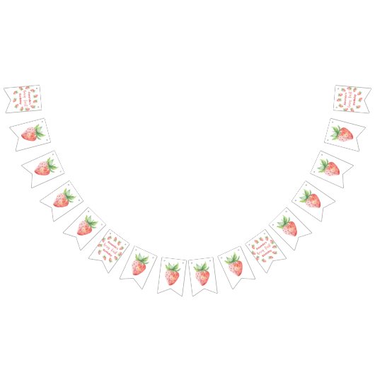 Waterverf aardbeien 1e verjaardagsfeestje vlaggetjes (Alle)