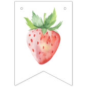 Waterverf aardbeien 1e verjaardagsfeestje vlaggetjes (Tweede vlag)