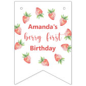 Waterverf aardbeien 1e verjaardagsfeestje vlaggetjes (Eerste vlag)