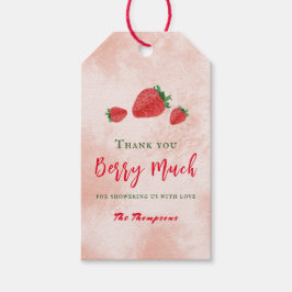Waterverf Aardbeien Berry Sweet Baby shower Cadeaulabel