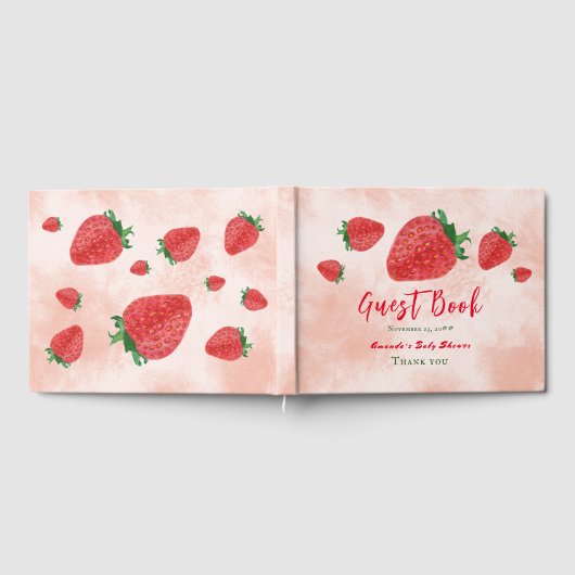 Waterverf Aardbeien Berry Sweet Baby shower Gastenboek (Volledig)