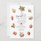 Waterverf Aardbeien Berry Sweet Baby shower Kaart (Voorkant)