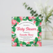 Waterverf Aardbeien Berry Sweet Baby shower Kaart (Staand voorkant)