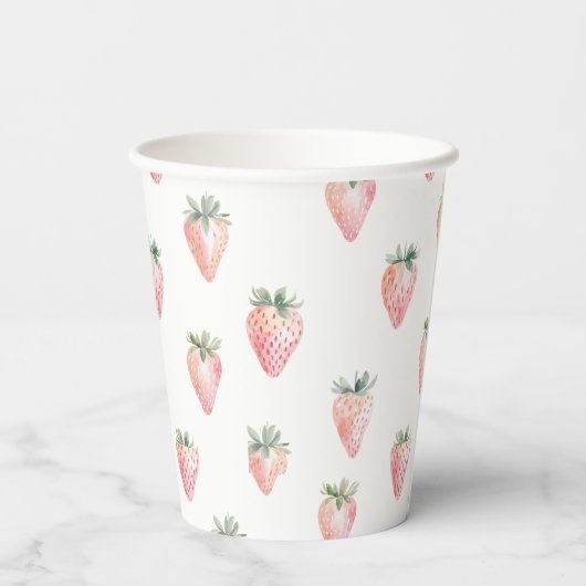Waterverf aardbeien - Berry Sweet Baby shower Papieren Bekers (Achterkant)