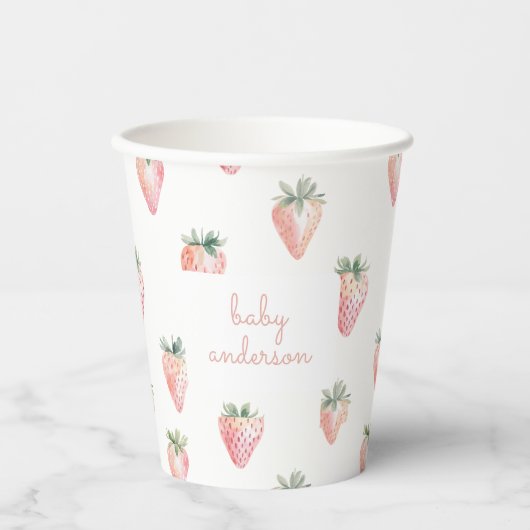 Waterverf aardbeien - Berry Sweet Baby shower Papieren Bekers (Voorkant)