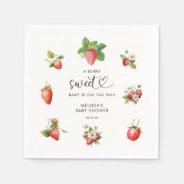 Waterverf Aardbeien Berry Sweet Baby shower Servet