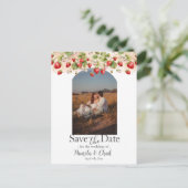 Waterverf Aardbeien Bewaar de Datum Foto Briefkaart (Staand voorkant)
