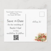 Waterverf Aardbeien Bewaar de Datum Foto Briefkaart (Achterkant)