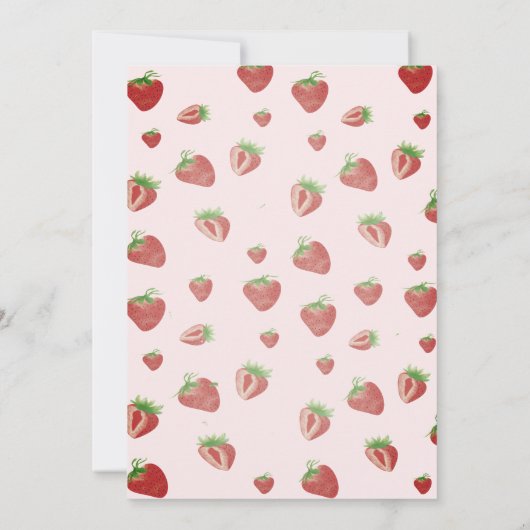 Waterverf Aardbeien Boog Roze 1e Verjaardag Kaart (Achterkant)