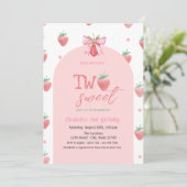 Waterverf Aardbeien Boog Twee Zoete 2e Verjaardag Kaart (Staand voorkant)