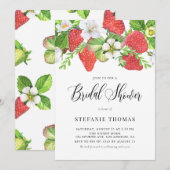 Waterverf aardbeien Botanisch Vrijgezellenfeest Kaart (Voorkant / Achterkant)