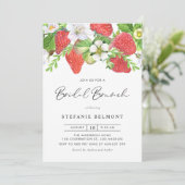 Waterverf aardbeien botanische bridal Brunch Kaart (Staand voorkant)