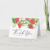 Waterverf aardbeien Botanische bruiloft Bedankkaart (Voorkant)