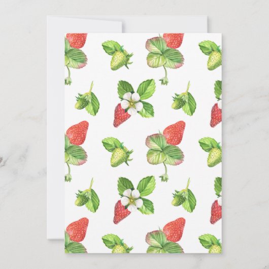 Waterverf aardbeien botanische bruiloft kaart (Achterkant)
