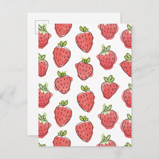 Waterverf aardbeien briefkaart (Voorkant / Achterkant)