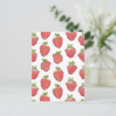 Waterverf aardbeien briefkaart (Staand voorkant)
